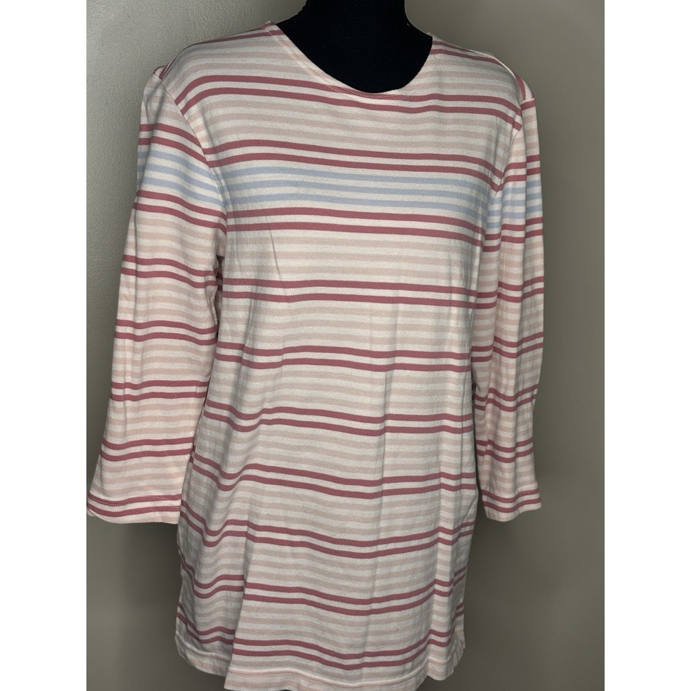 Cherokee Women's Striped 3/4 Sleeve Shirt Top Size Large